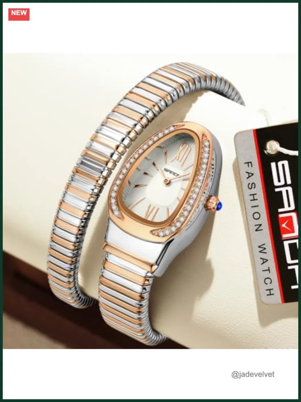Women's Snake Bangle Watch with Roman Numeral Dial - Gold